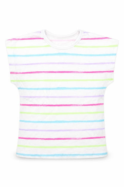 Dunnes Girls Multicoloured Striped Cotton Basic T-Shirt Size 2-3 Years Crew Neck Pullover