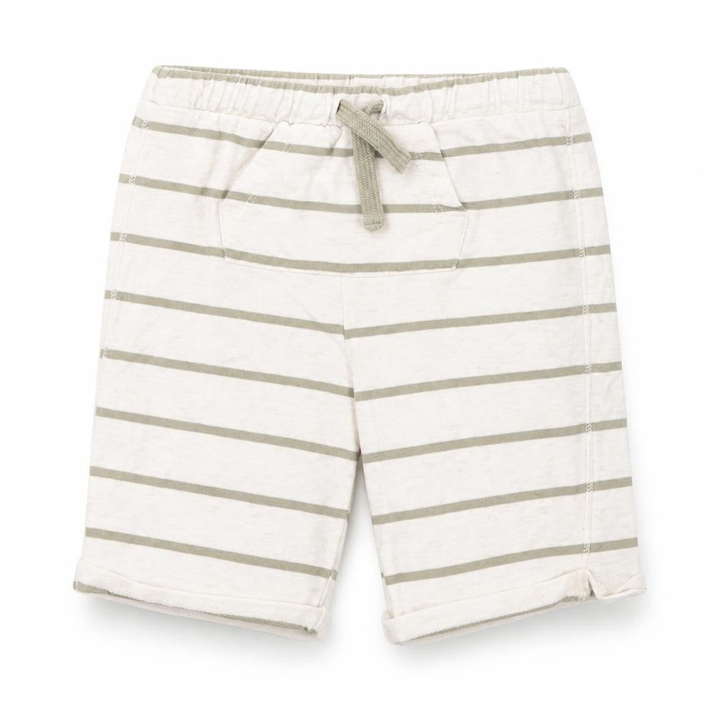 Fred & Flo Boys Beige Striped Cotton Cropped Trousers Size 18-24 Months  Drawstring - Shorts