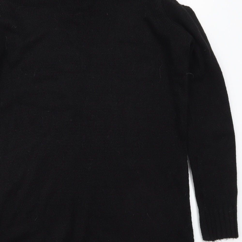 New Look Womens Black Roll Neck  Acrylic Pullover Jumper Size M   - Cut Out Shoulders