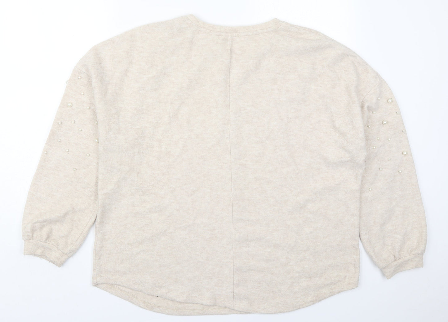 Papaya Womens Beige Round Neck  Polyester Pullover Jumper Size 18