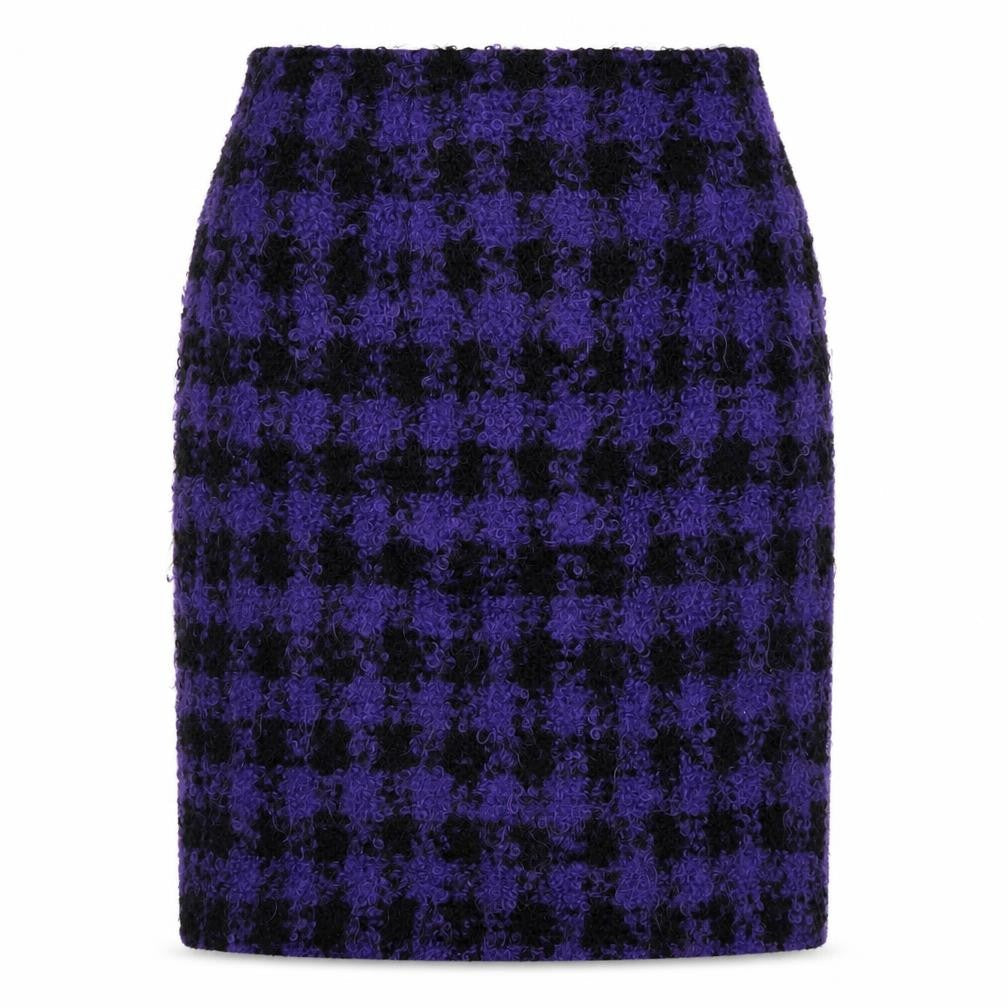 Preworn Womens Purple Check Wool Straight & Pencil Skirt Size 28 in   Hook & Eye