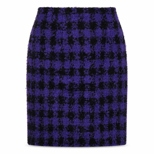 Preworn Womens Purple Check Wool Straight & Pencil Skirt Size 28 in   Hook & Eye