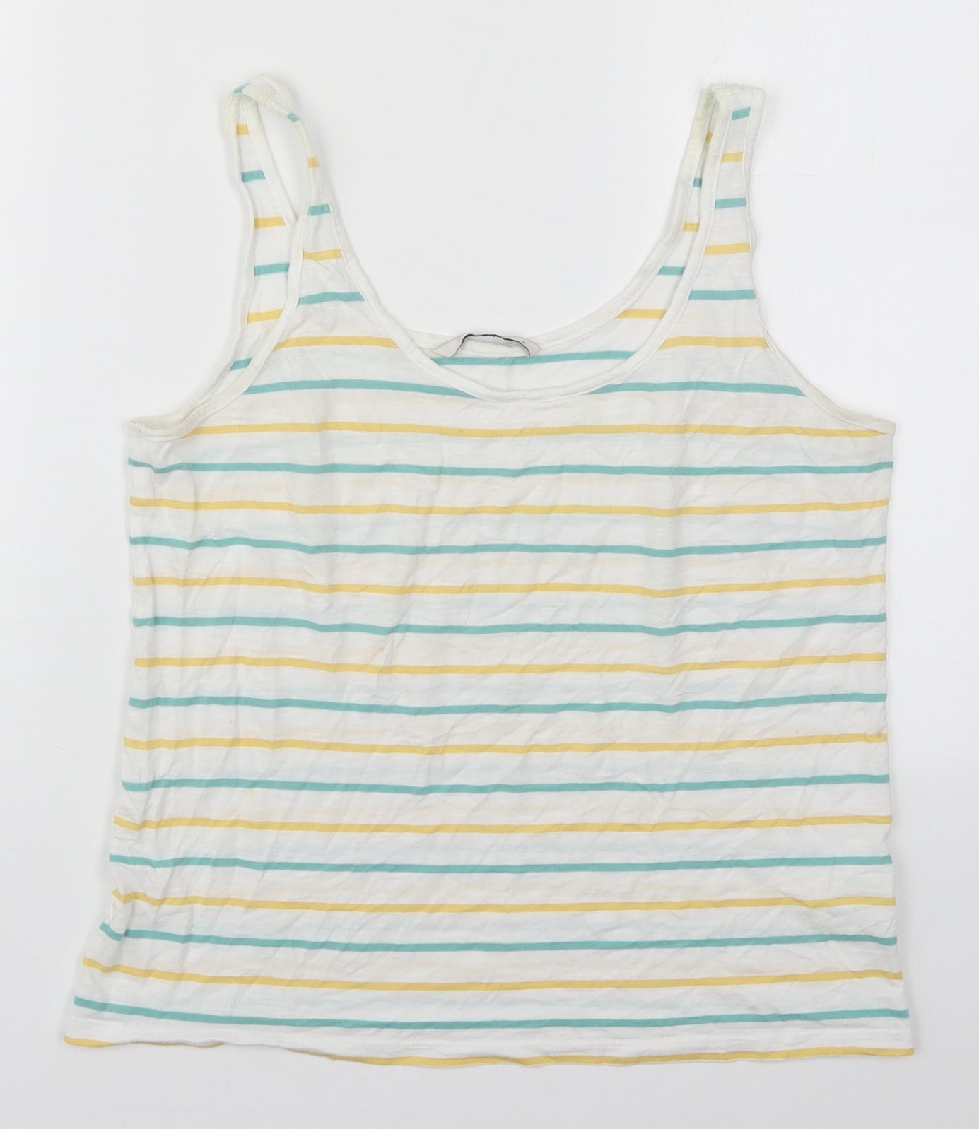TU Womens Multicoloured Striped Cotton Basic Tank Size 8 Scoop Neck