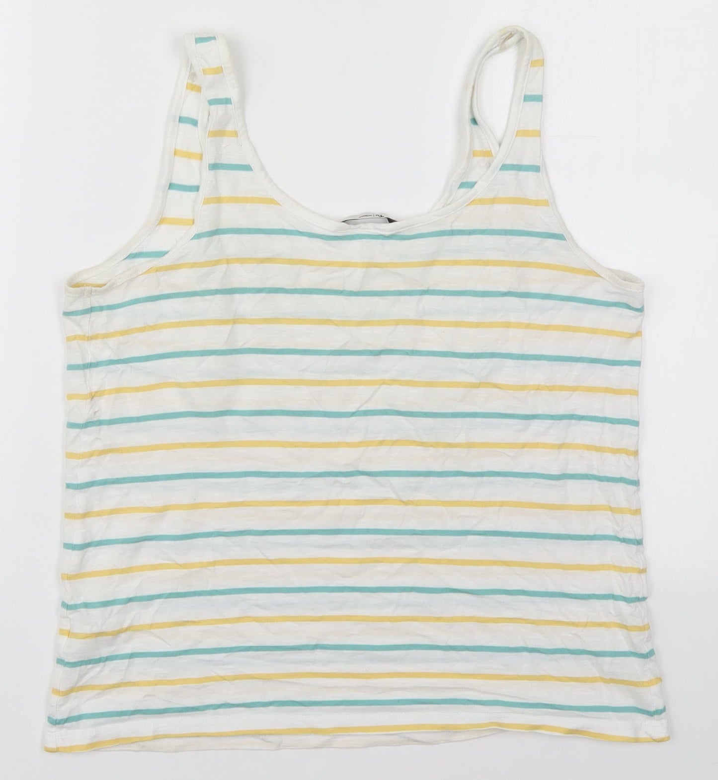 TU Womens Multicoloured Striped Cotton Basic Tank Size 8 Scoop Neck