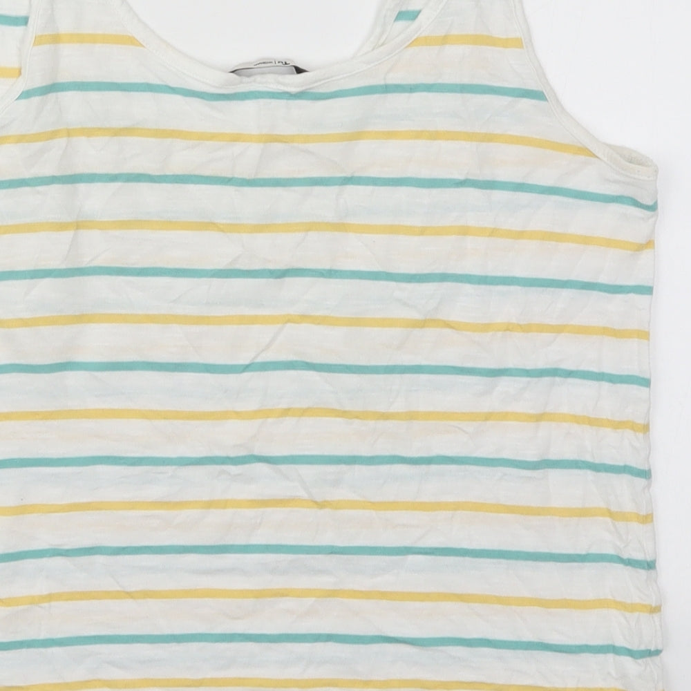 TU Womens Multicoloured Striped Cotton Basic Tank Size 8 Scoop Neck