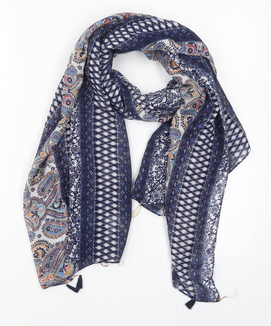 Preworn Womens Blue Geometric Viscose  Scarf