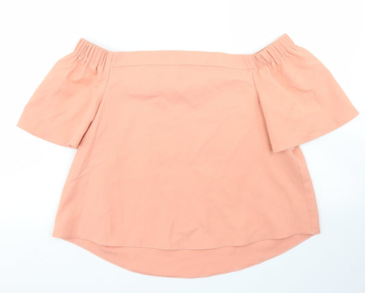 Missguided Womens Orange  Polyester Cropped Blouse Size 10 Off the Shoulder