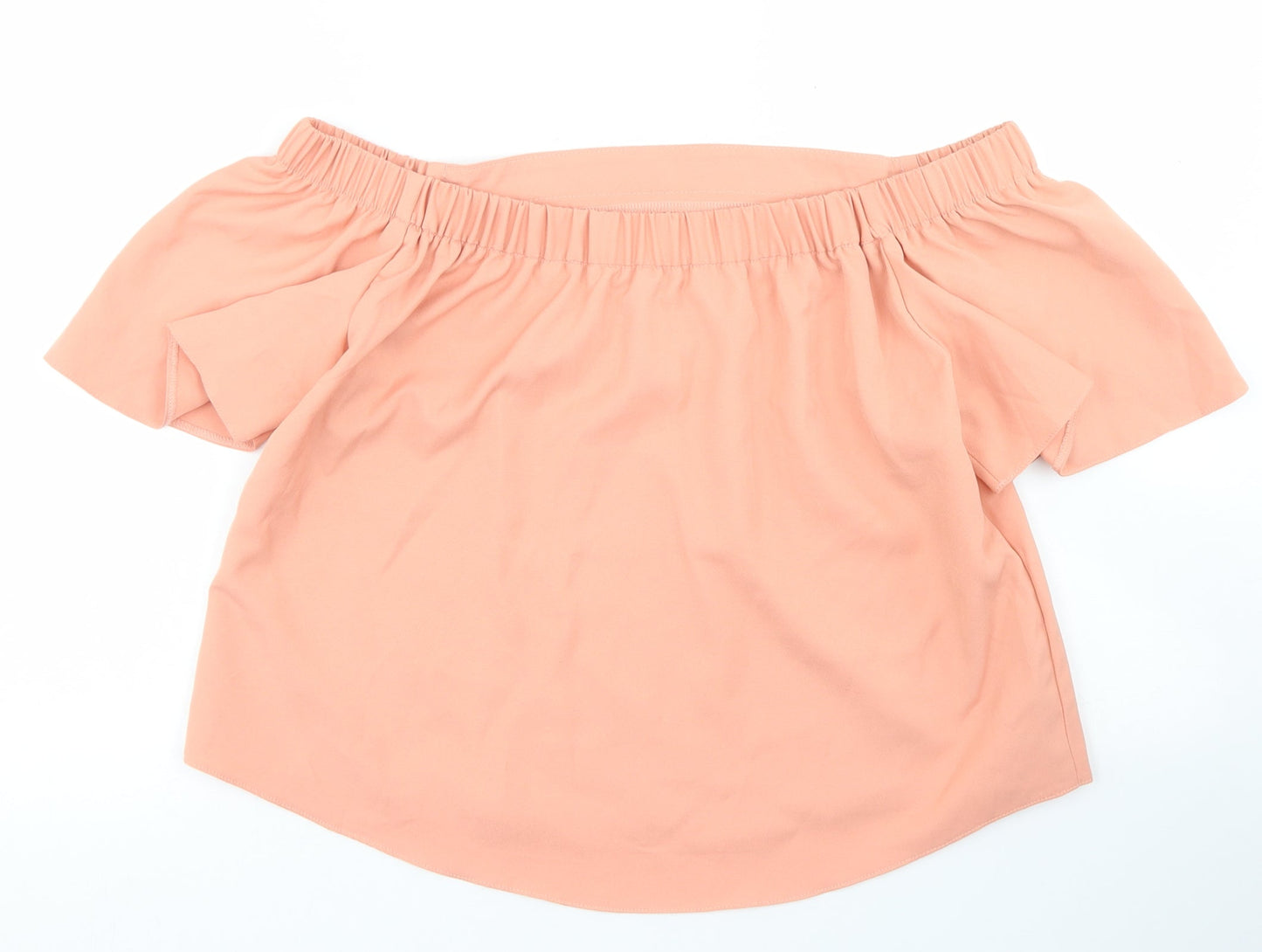 Missguided Womens Orange  Polyester Cropped Blouse Size 10 Off the Shoulder