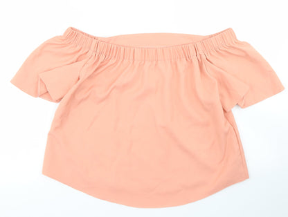 Missguided Womens Orange  Polyester Cropped Blouse Size 10 Off the Shoulder