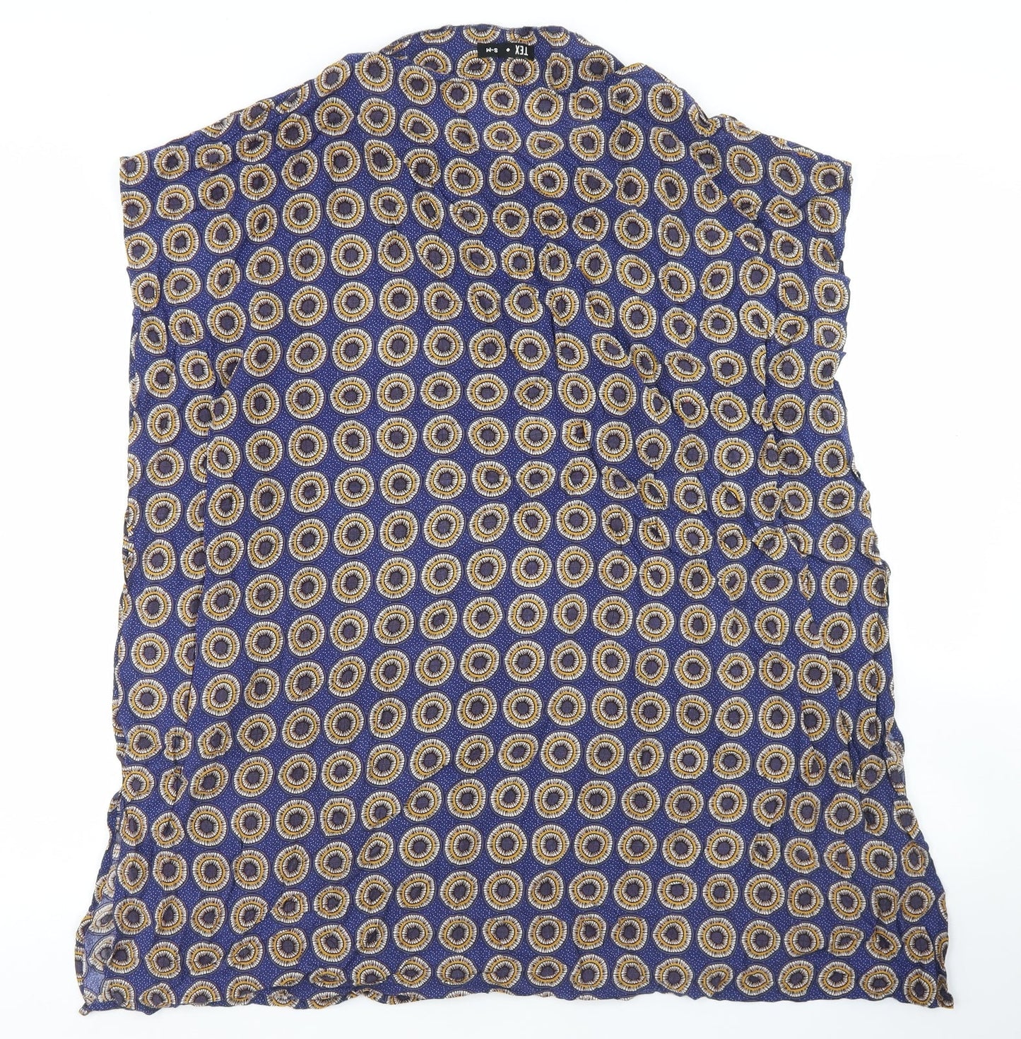 TEX Womens Blue Polka Dot Viscose Basic Blouse Size S Round Neck