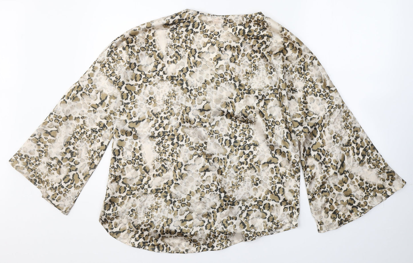 Flammode Womens Multicoloured Animal Print Polyester Basic Blouse Size M V-Neck