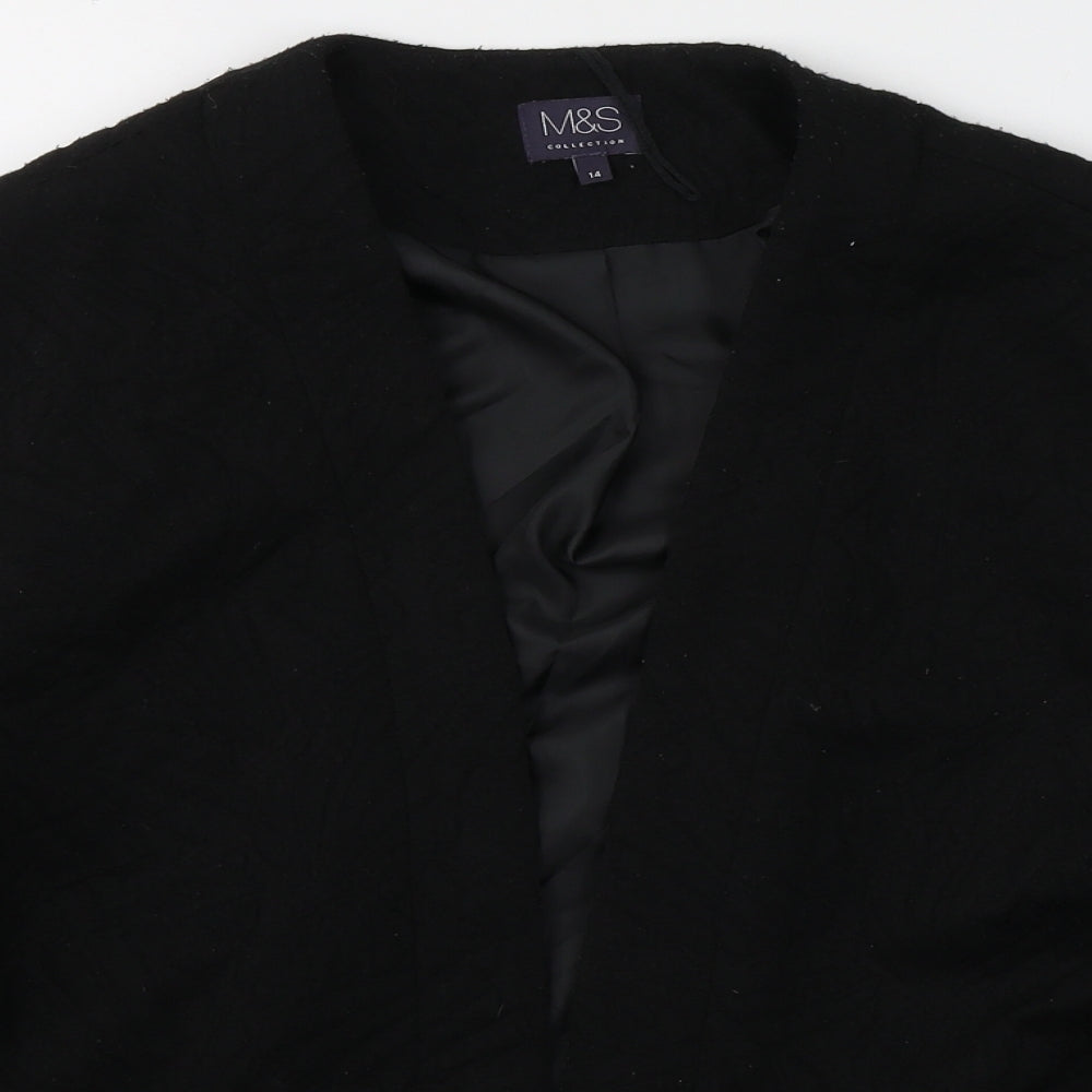 Marks and Spencer Womens Black V-Neck  Polyester Cardigan Jumper Size 14   - Open front