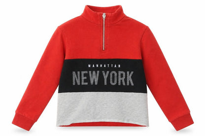 Active Girls Red V-Neck Striped Polyester Pullover Jumper Size 8-9 Years   - New York