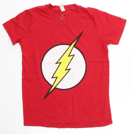 Preloved Canvas Boys Red  Cotton Basic T-Shirt Size M Round Neck  - Flash - Front
