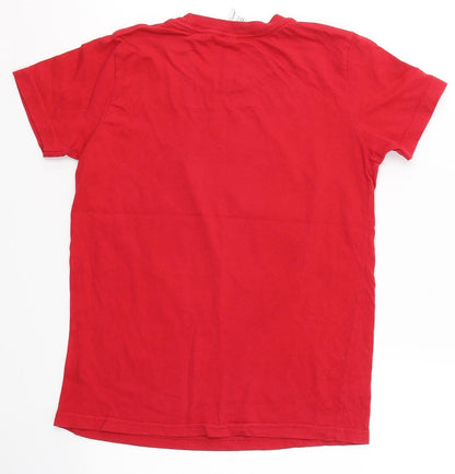 Preloved Canvas Boys Red  Cotton Basic T-Shirt Size M Round Neck  - Flash - Back