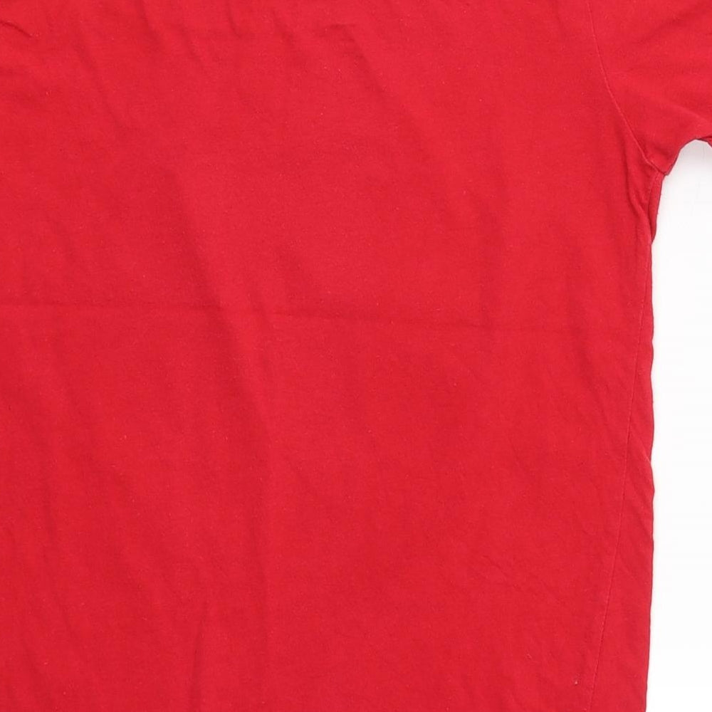 Canvas Boys Red  Cotton Basic T-Shirt Size M Round Neck  - Flash
