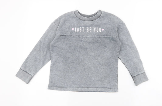 George Girls Grey  Polyester Pullover Sweatshirt Size 5-6 Years  Pullover - Just be you