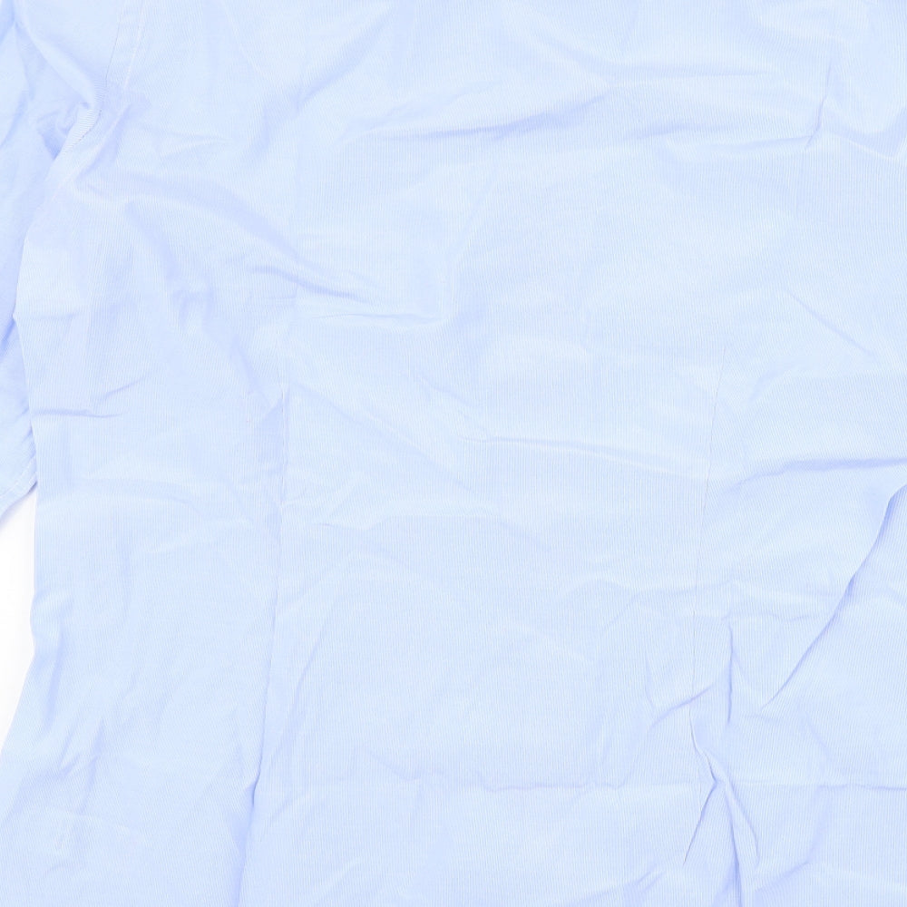 NEXT Mens Blue  Polyester  Button-Up Size 15.5 Collared Button