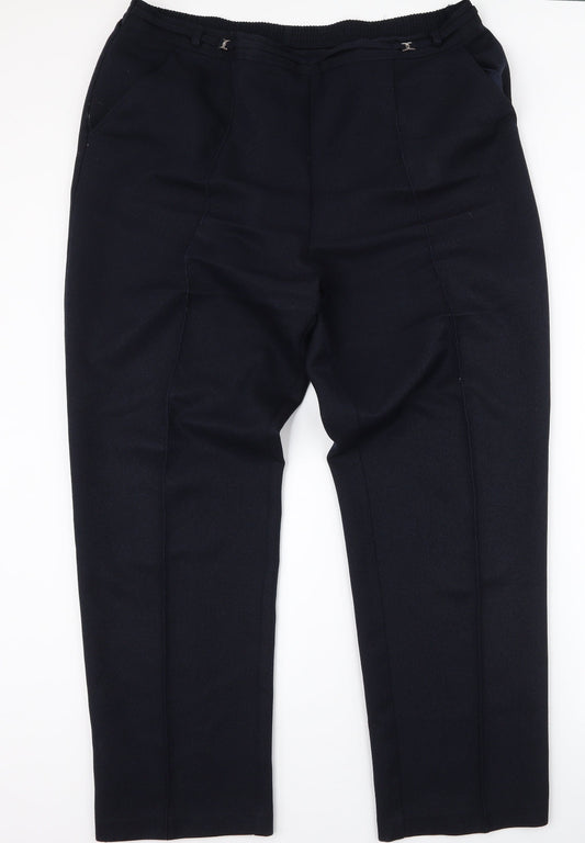 Marks and Spencer Womens Blue  Polyester Trousers  Size 18 L28.5 in Regular