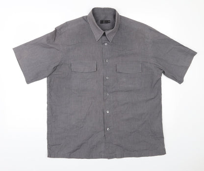 Preloved F&F Mens Grey  Polyester  Button-Up Size M Collared Button - Front