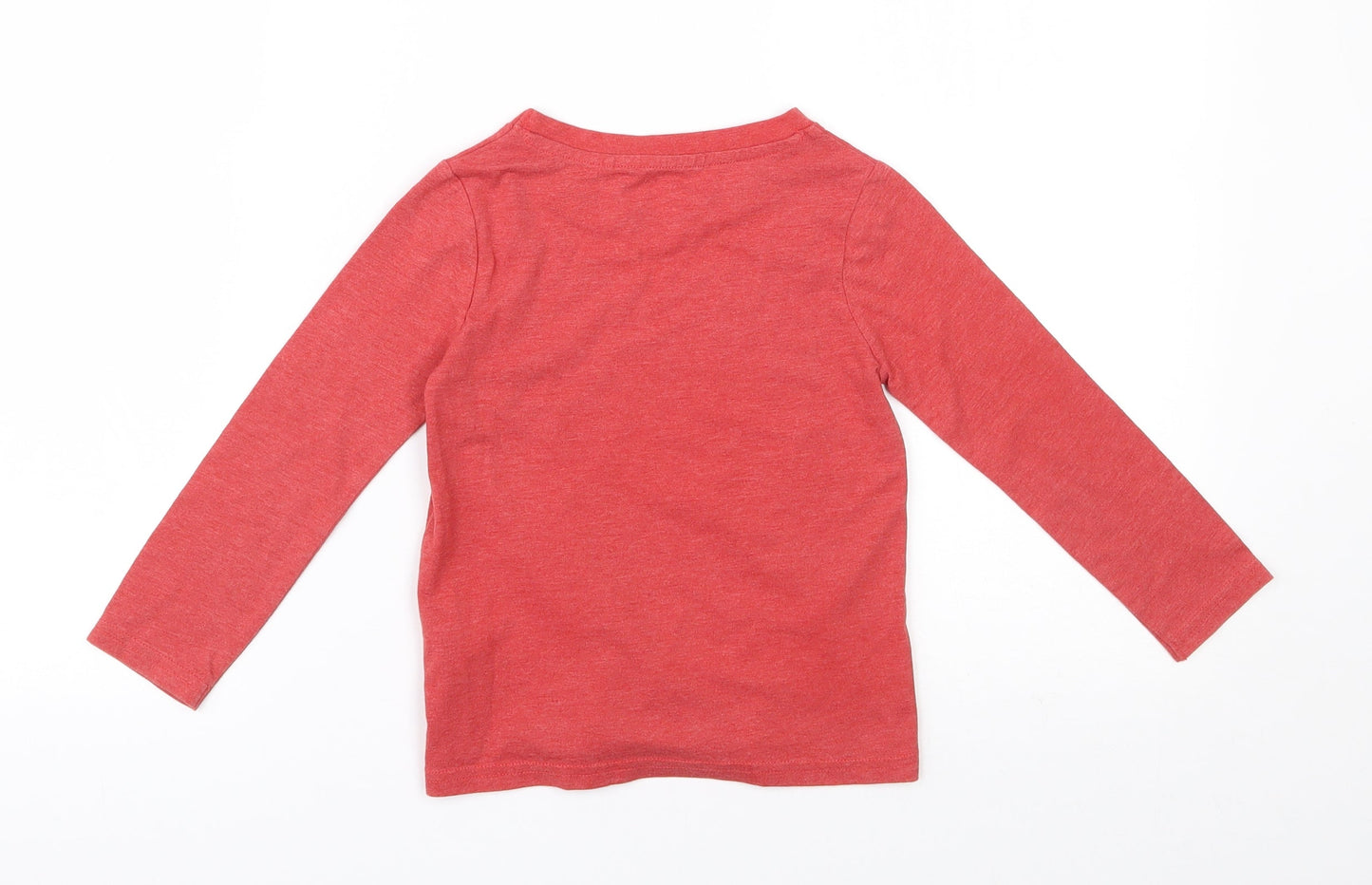 Next  Girls Red  Cotton Basic T-Shirt Size 3 Years Round Neck Pullover - Shopkins