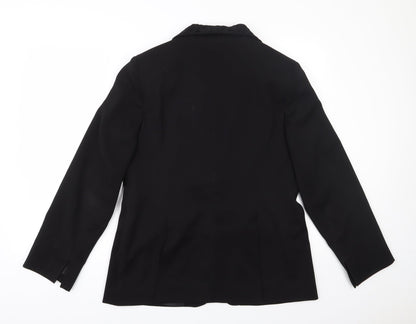 AMARANTO Womens Black  Polyester Jacket Suit Jacket Size 14   - Lace collar and pocket flaps