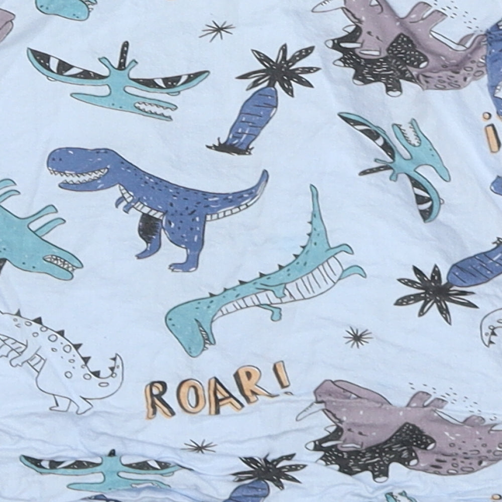 SheIn Boys Blue Geometric Cotton Basic Button-Up Size 12-18 Months Crew Neck Button - Roar