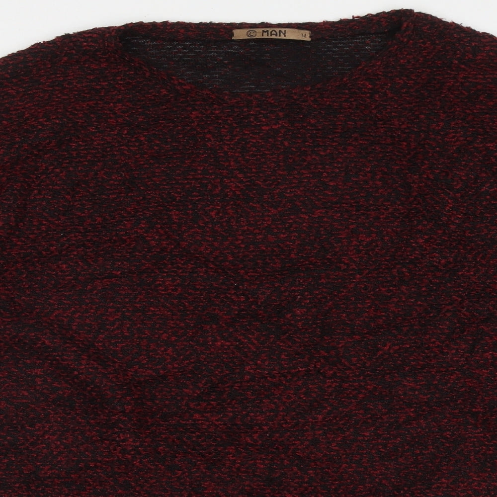C Man Mens Red Crew Neck  Acrylic Pullover Jumper Size M