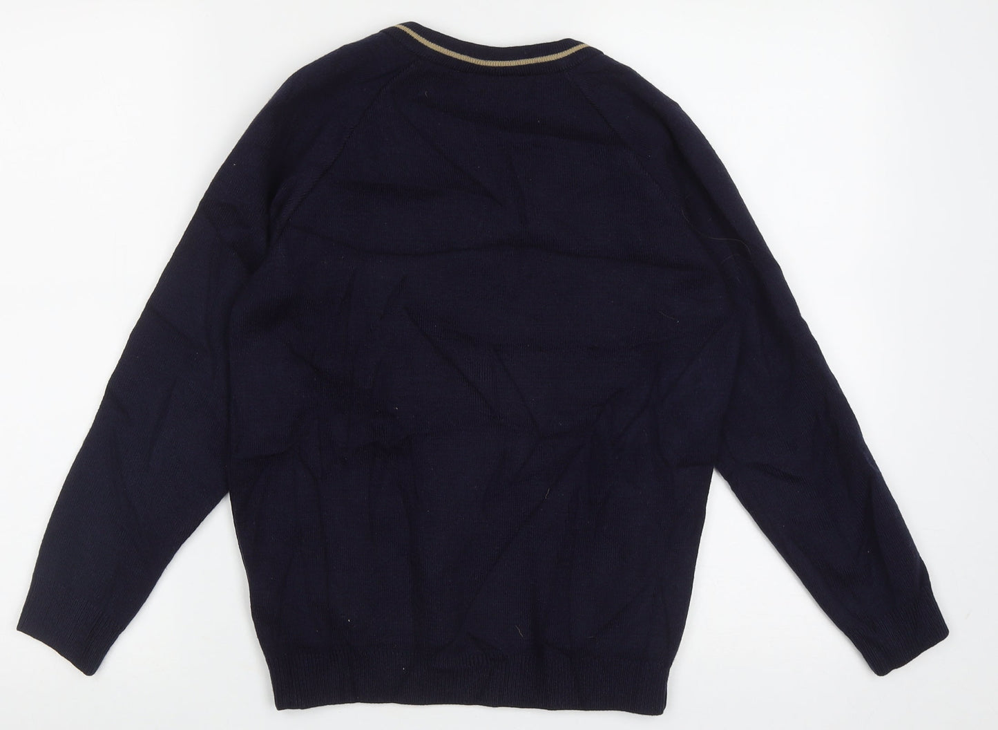 Rowlinson Courtelle Mens Blue V-Neck  Acrylic Pullover Jumper Size S