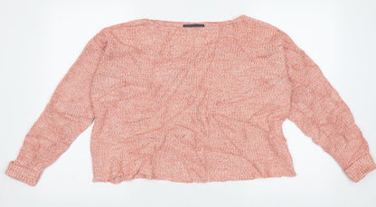 Preloved Marks and Spencer Womens Pink Boat Neck  Cotton Pullover Jumper Size M - Front