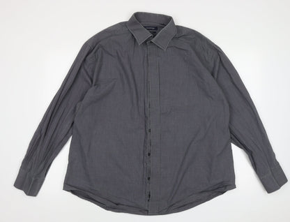 Preloved Taylor & Wright Mens Grey  Cotton  Button-Up Size 18 Collared Button - Front
