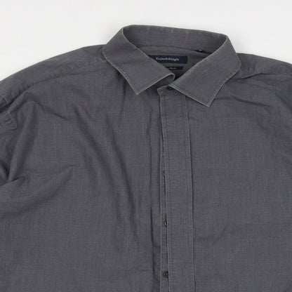 Preloved Taylor & Wright Mens Grey  Cotton  Button-Up Size 18 Collared Button - Detail