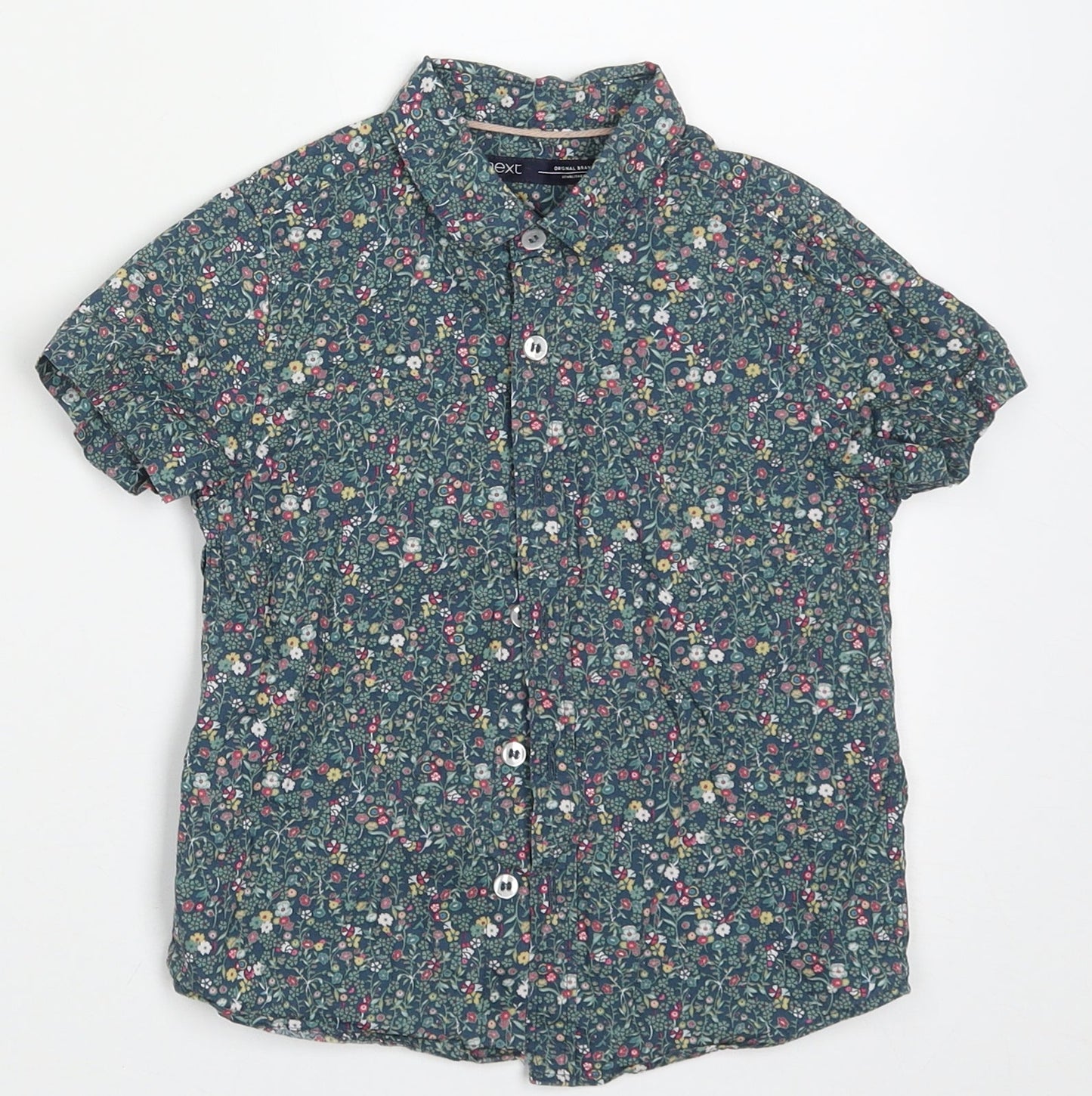 ne3xt Girls Green Floral Cotton Basic Button-Up Size 2-3 Years Collared Button