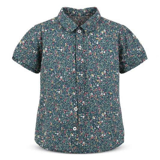 Next Girls Green Floral Cotton Basic Button-Up Size 2-3 Years Collared Button