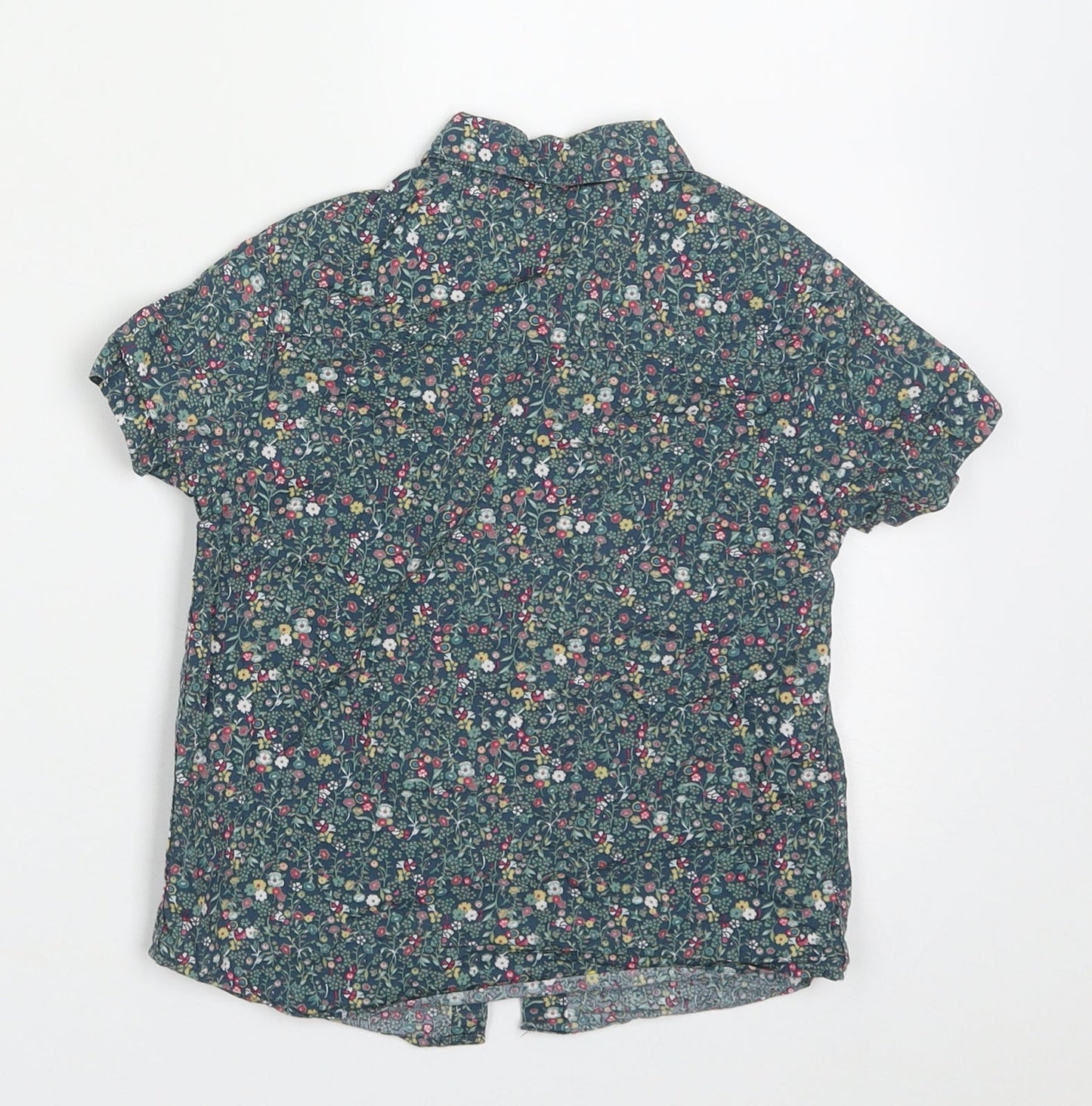 ne3xt Girls Green Floral Cotton Basic Button-Up Size 2-3 Years Collared Button