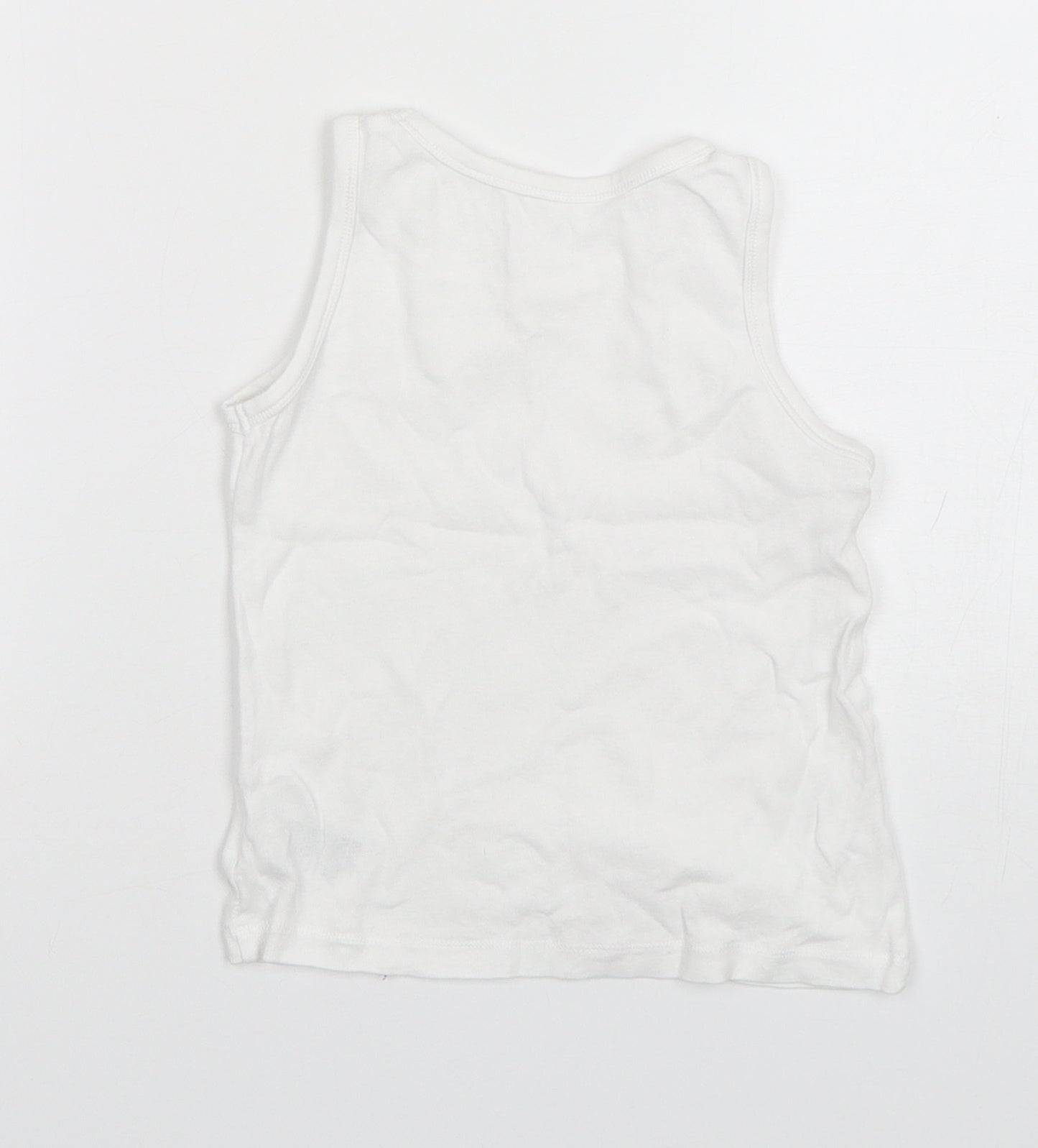 Mothercare Boys White  Cotton Basic Tank Size 4-5 Years Round Neck Pullover