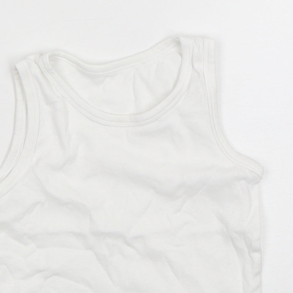 Mothercare Boys White  Cotton Basic Tank Size 4-5 Years Round Neck Pullover