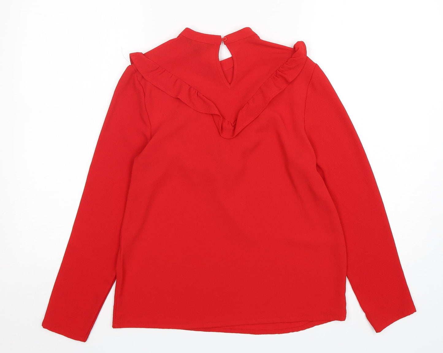 New Look Womens Red  Polyester Basic Blouse Size 8 Round Neck
