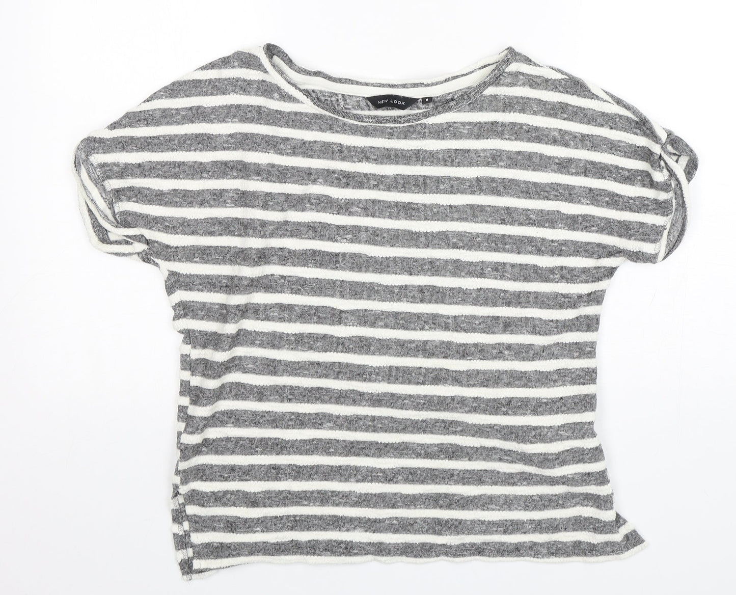 New Look Womens Multicoloured Round Neck Striped Cotton Pullover Jumper Size 8