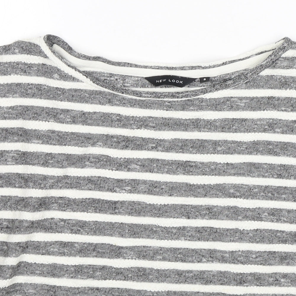 New Look Womens Multicoloured Round Neck Striped Cotton Pullover Jumper Size 8