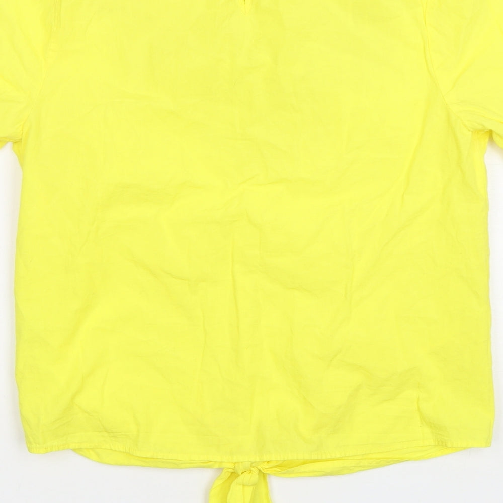 TU Womens Yellow  Cotton Basic T-Shirt Size 10 Round Neck