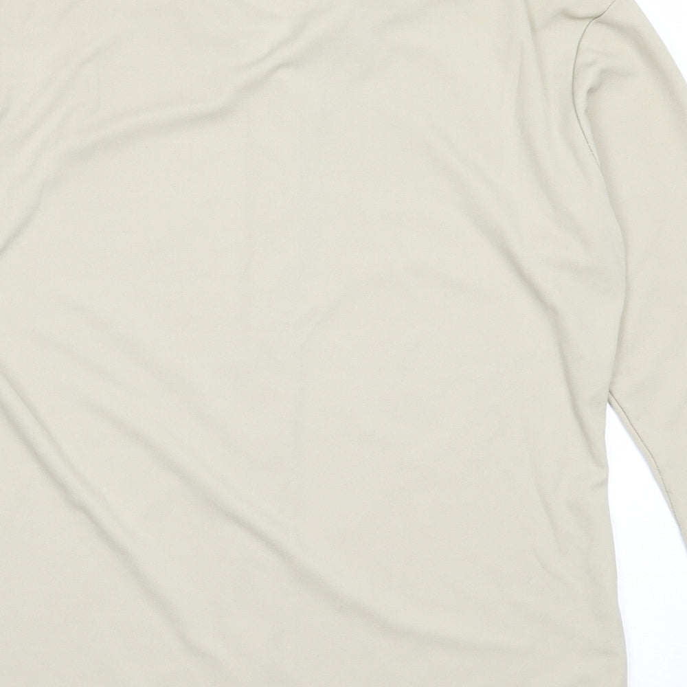 Exhibit Womens Beige  Polyester Basic Button-Up Size M Collared