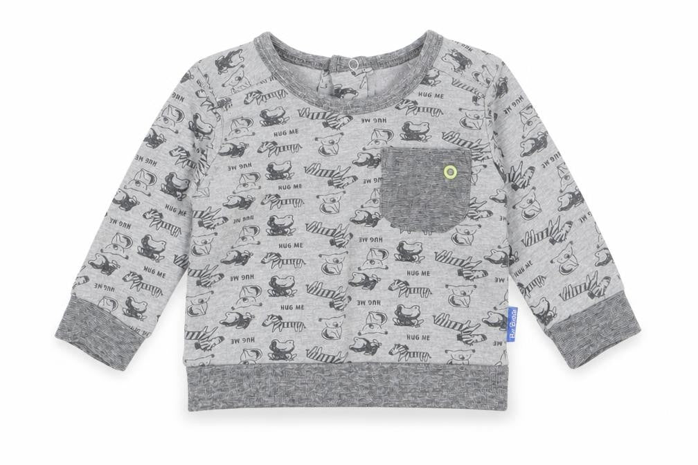Dirkje Boys Grey  Cotton Pullover Jumper Size 0-3 Months   - animal pattern
