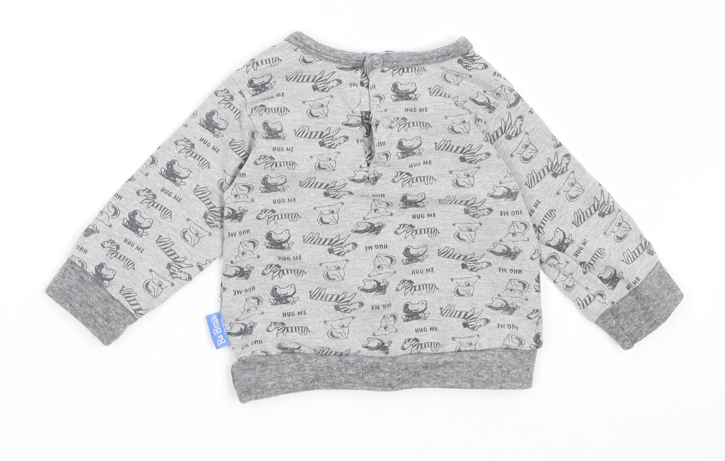 Dirkje Boys Grey  Cotton Pullover Jumper Size 0-3 Months   - animal pattern