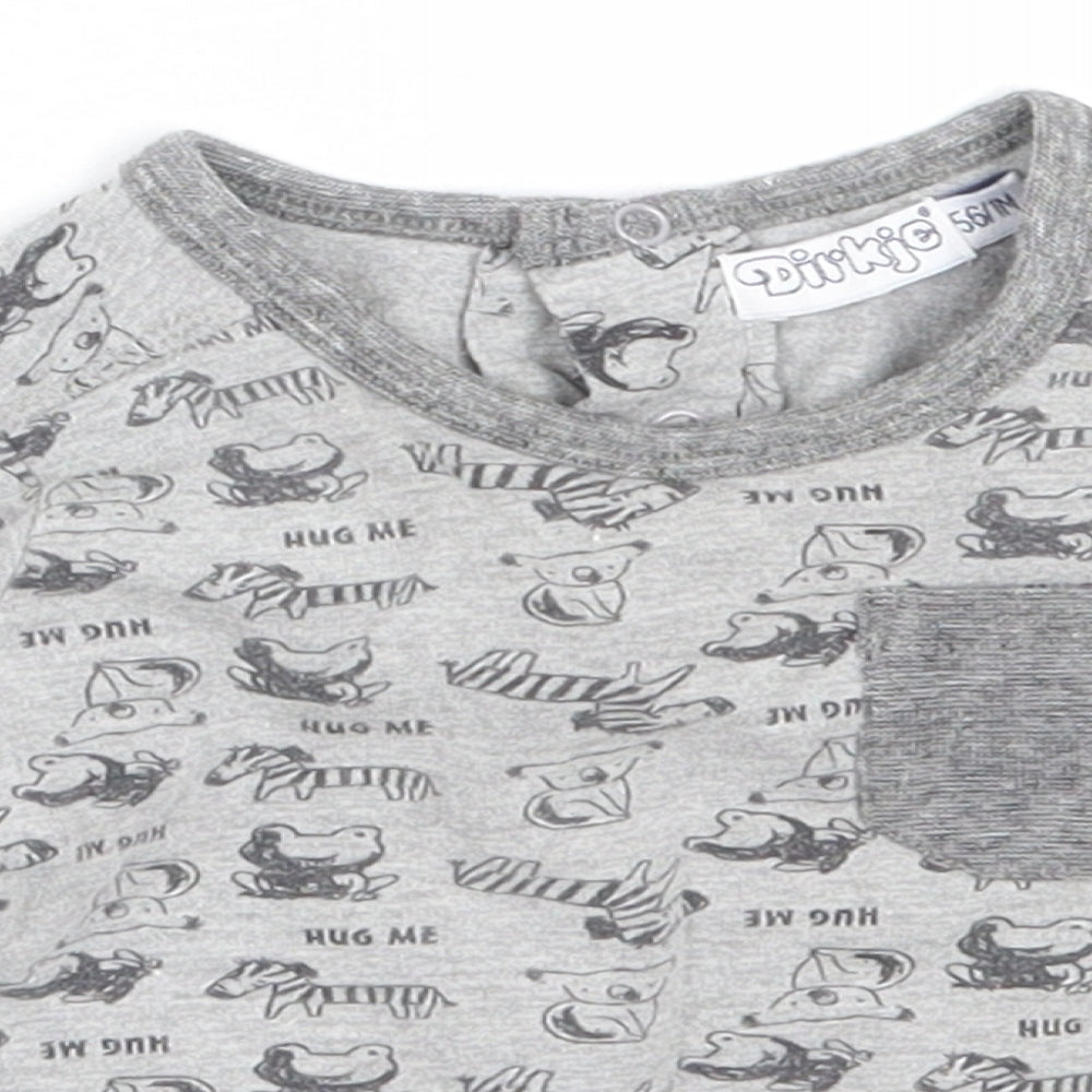 Dirkje Boys Grey  Cotton Pullover Jumper Size 0-3 Months   - animal pattern