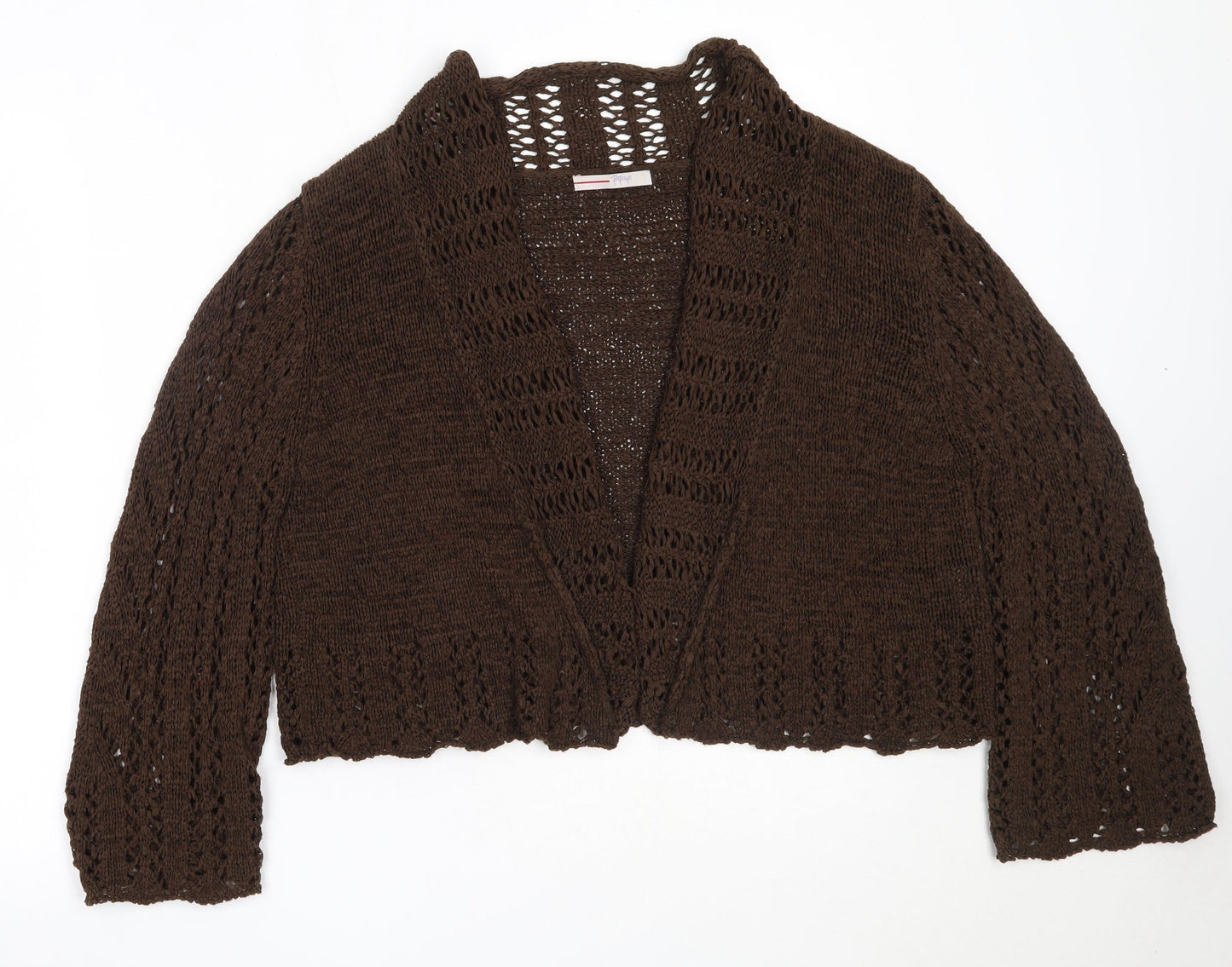 Papaya Womens Brown Round Neck  Acrylic Cardigan Jumper Size 14