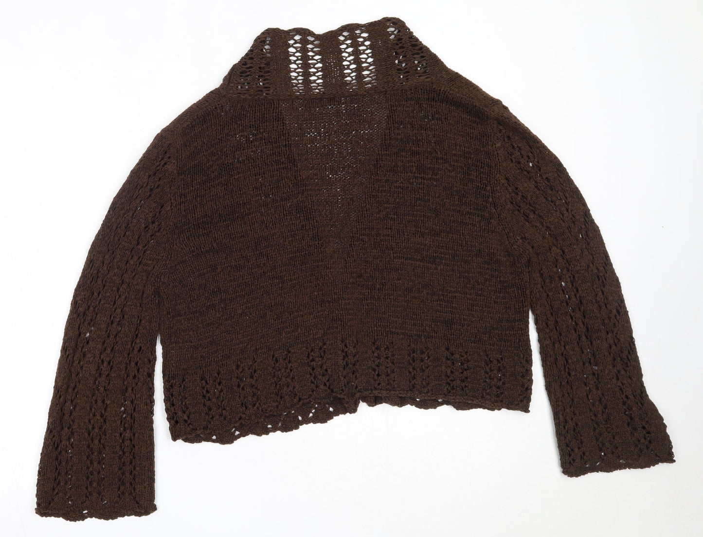 Papaya Womens Brown Round Neck  Acrylic Cardigan Jumper Size 14