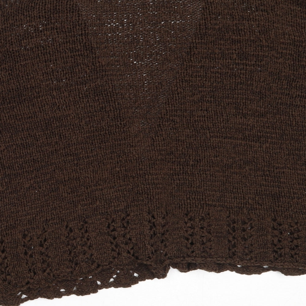 Papaya Womens Brown Round Neck  Acrylic Cardigan Jumper Size 14