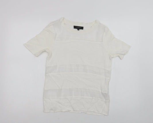 Selected Femme Womens White  Viscose Basic Blouse Size 6 Crew Neck