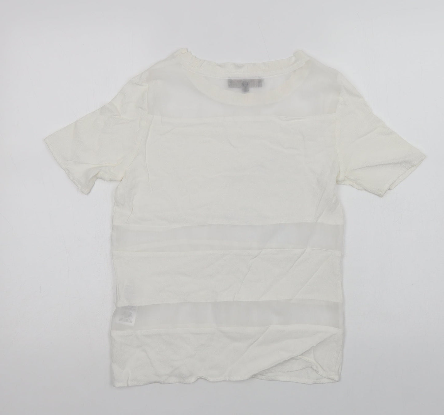 Selected Femme Womens White  Viscose Basic Blouse Size 6 Crew Neck